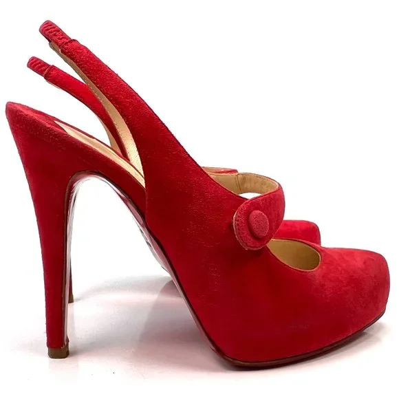 red suede louboutin heels